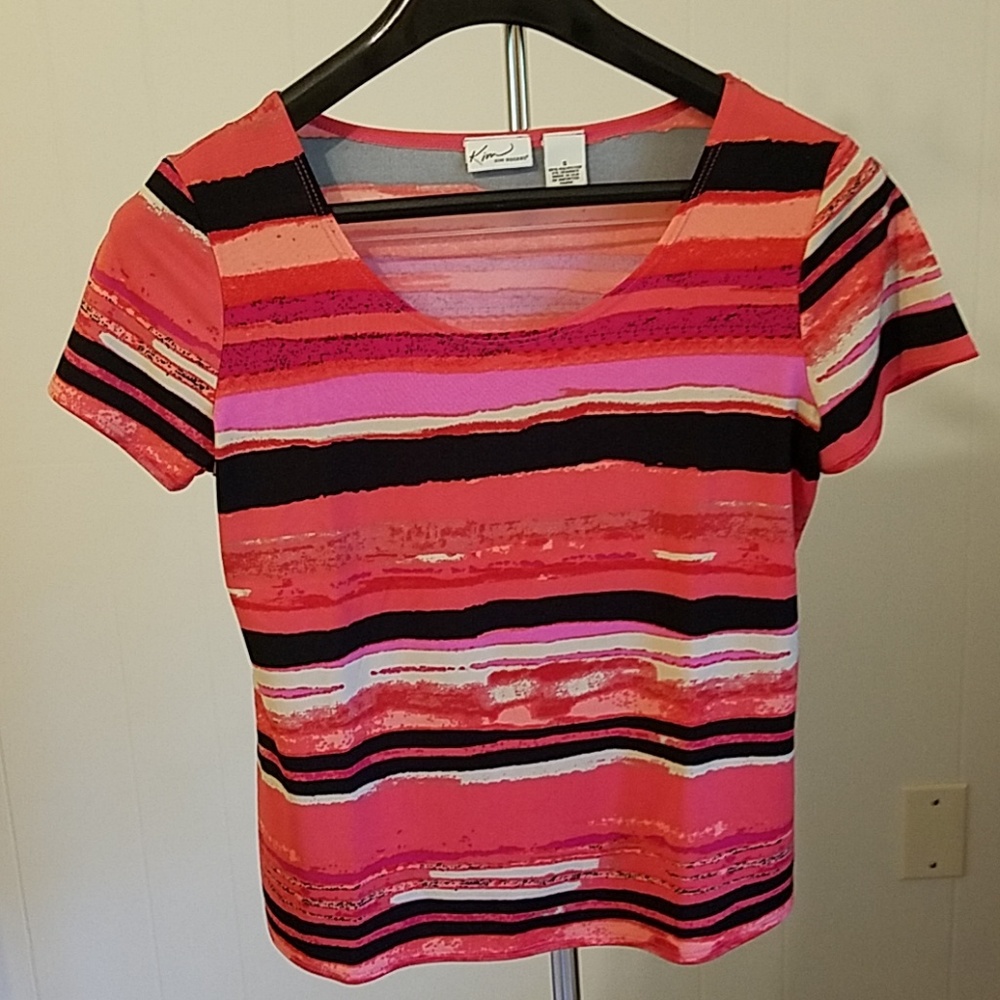 Kim Roger's multi-color striped t-shirt